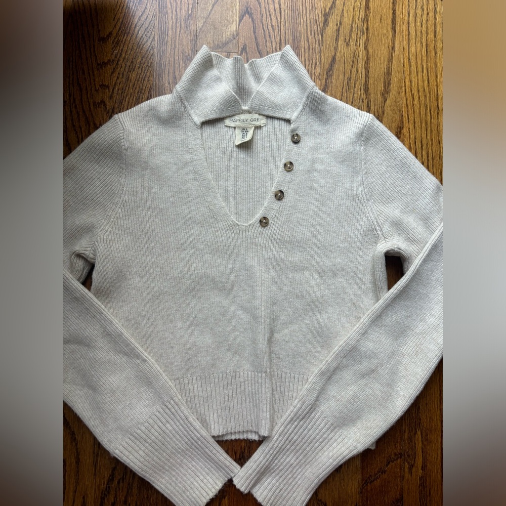 Women’s cream open neck sweater
